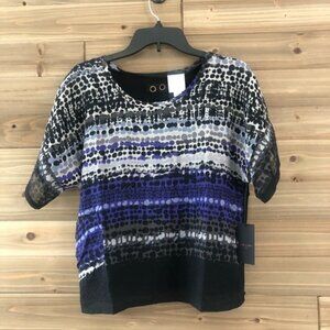 LINE & Dot Sheer Short Sleeve Top Size Medium